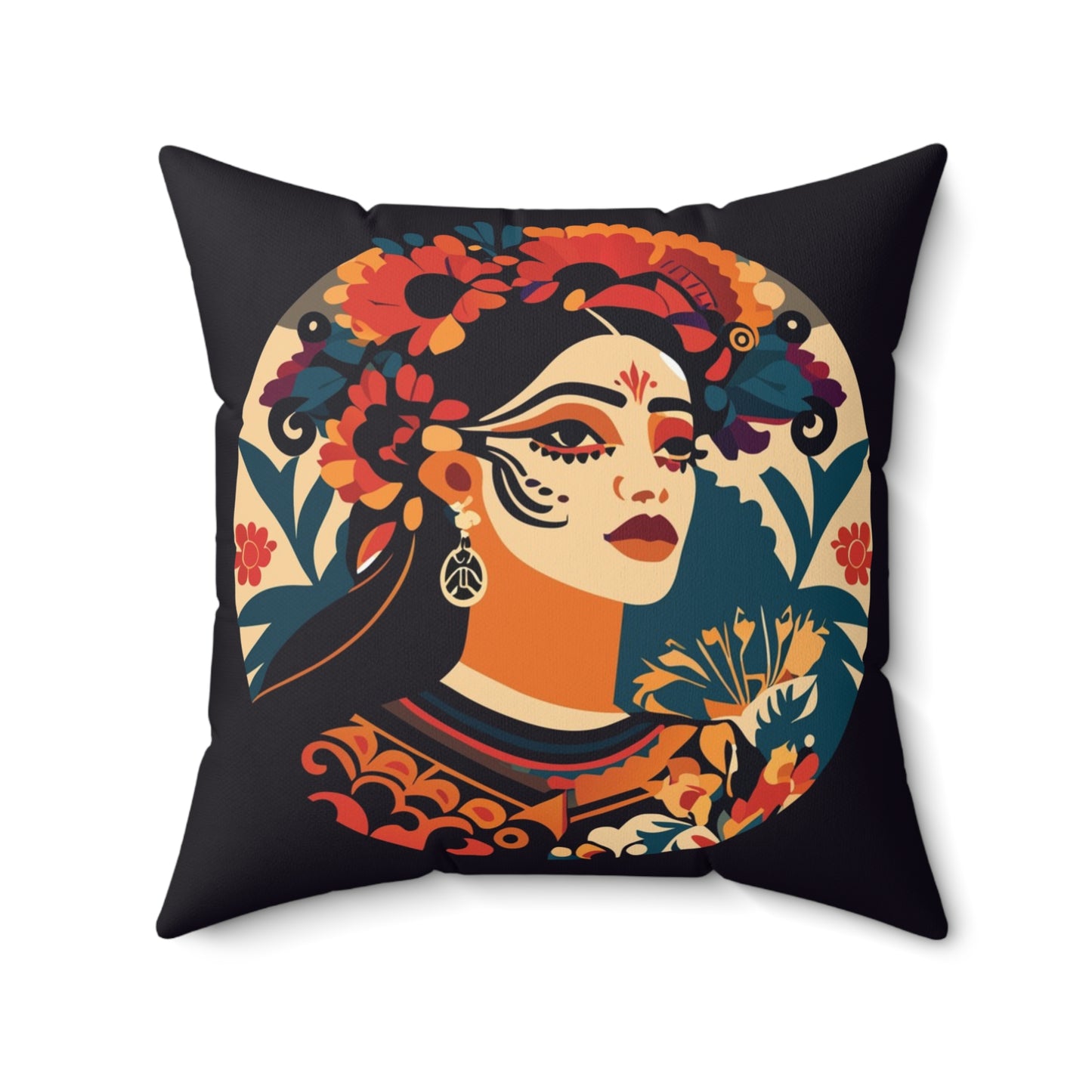 Women Portrait Print Square Pillow