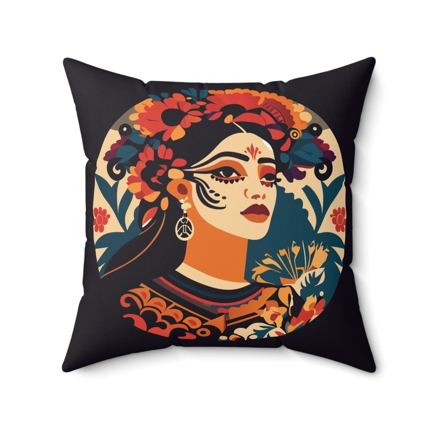 Women Portrait Print Square Pillow