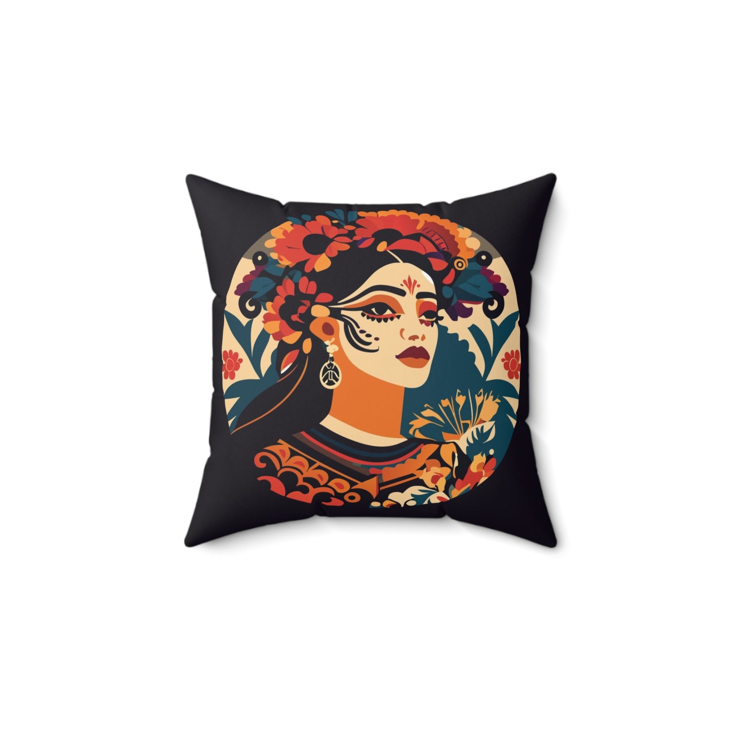 Women Portrait Print Square Pillow