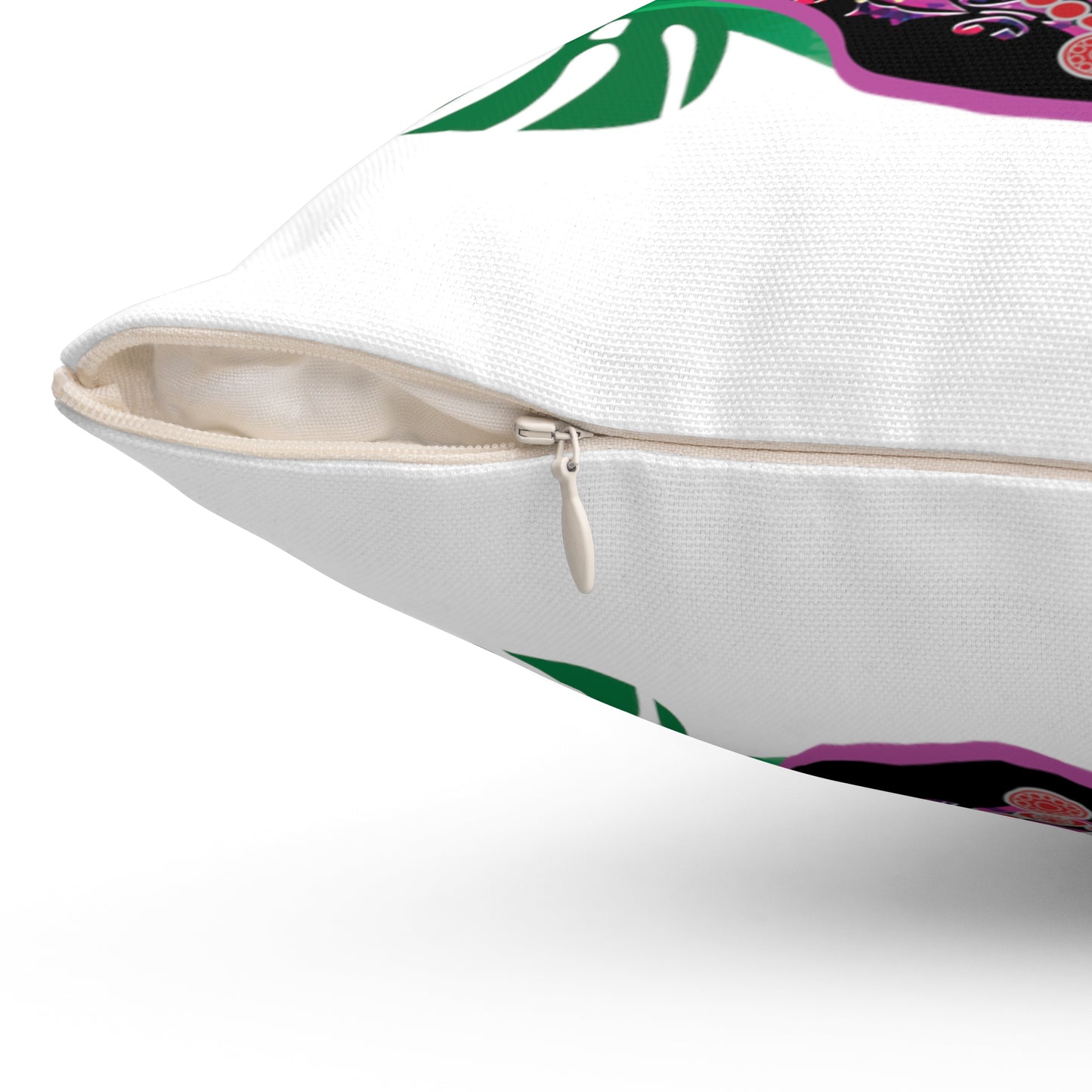 Frida with Plants White Print Square Pillow