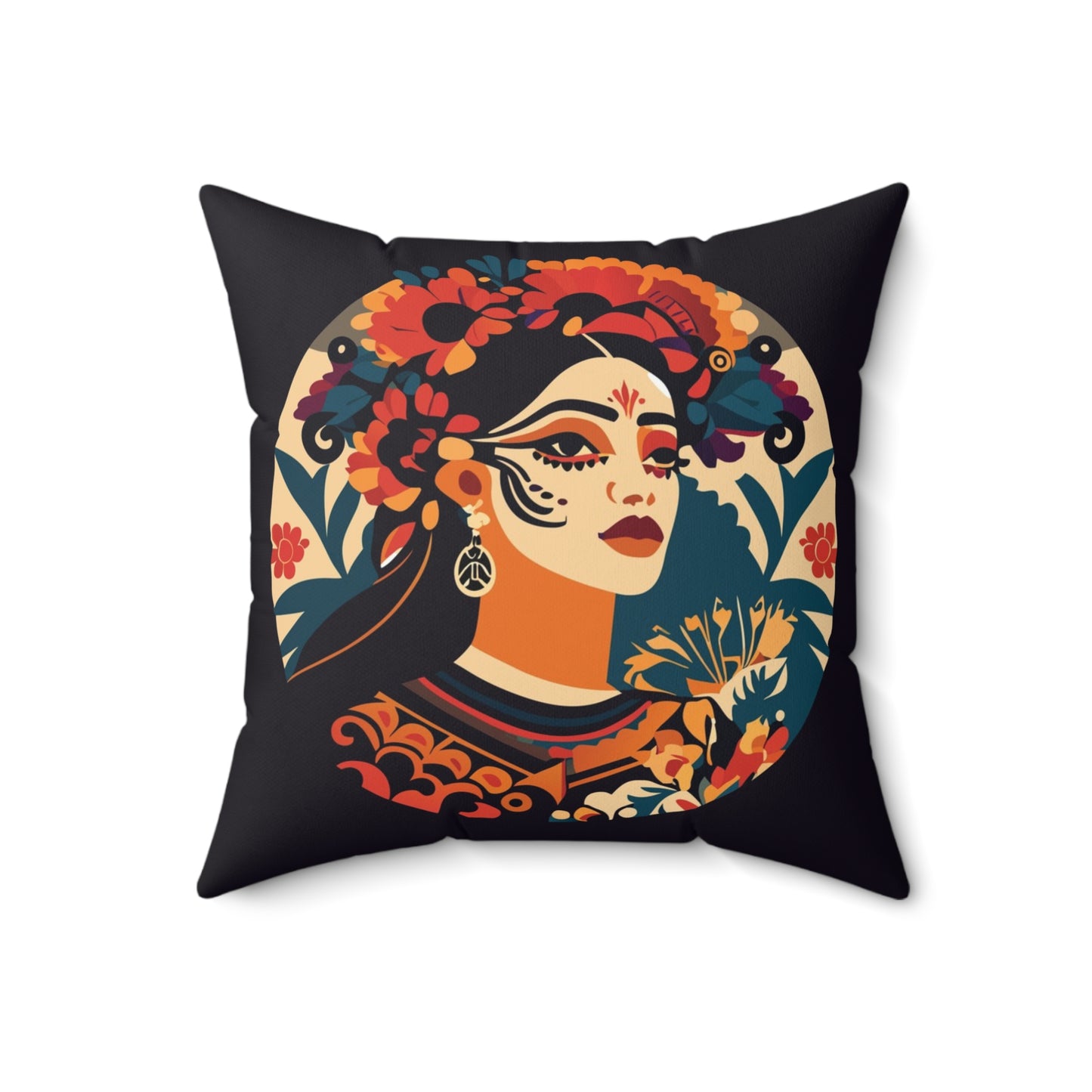 Women Portrait Print Square Pillow