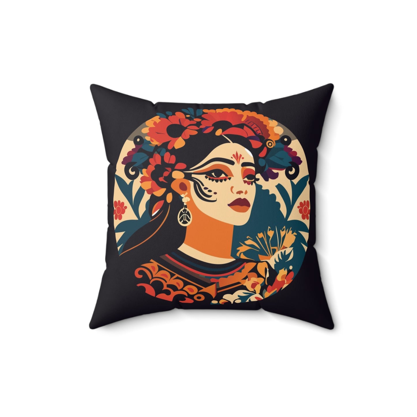 Women Portrait Print Square Pillow