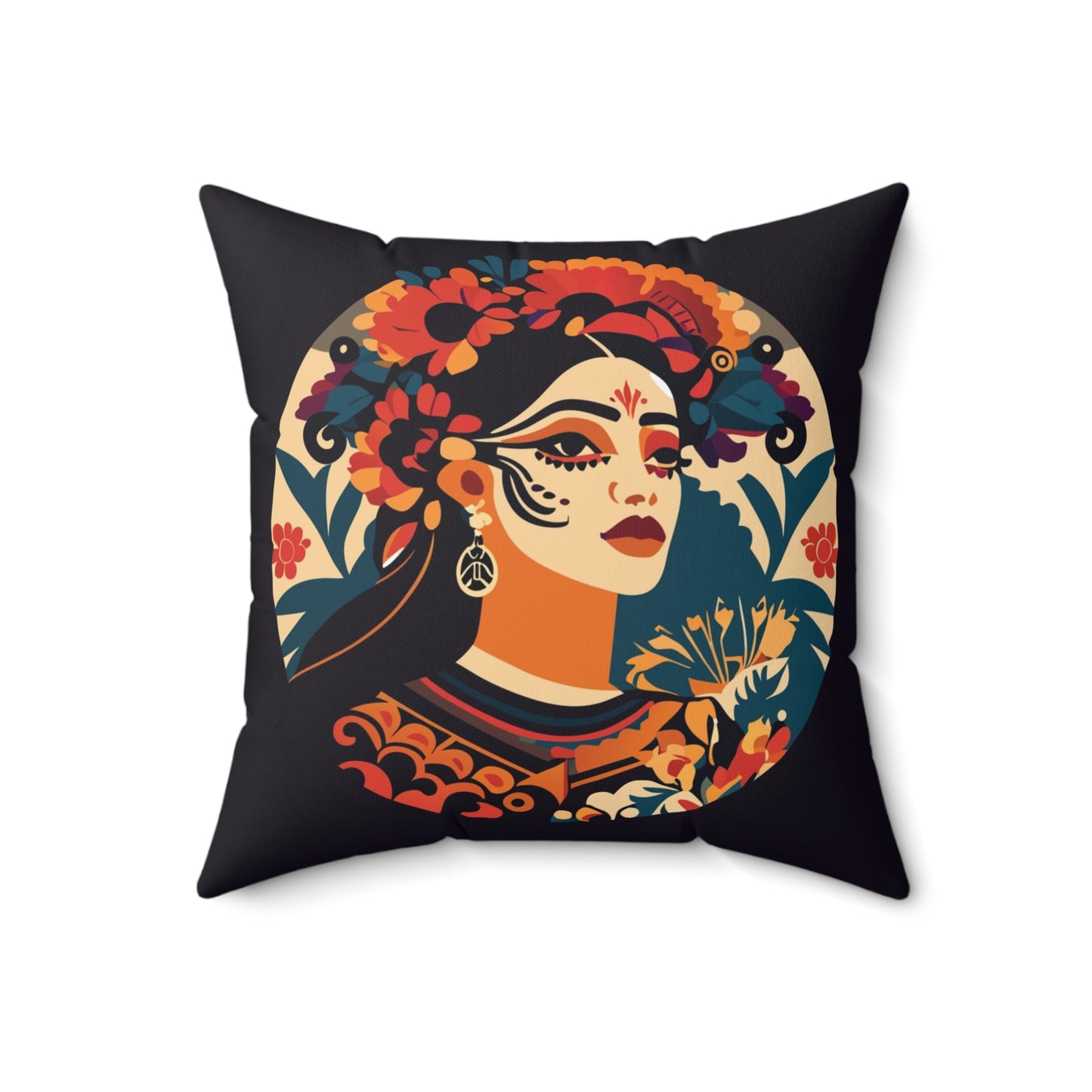 Women Portrait Print Square Pillow