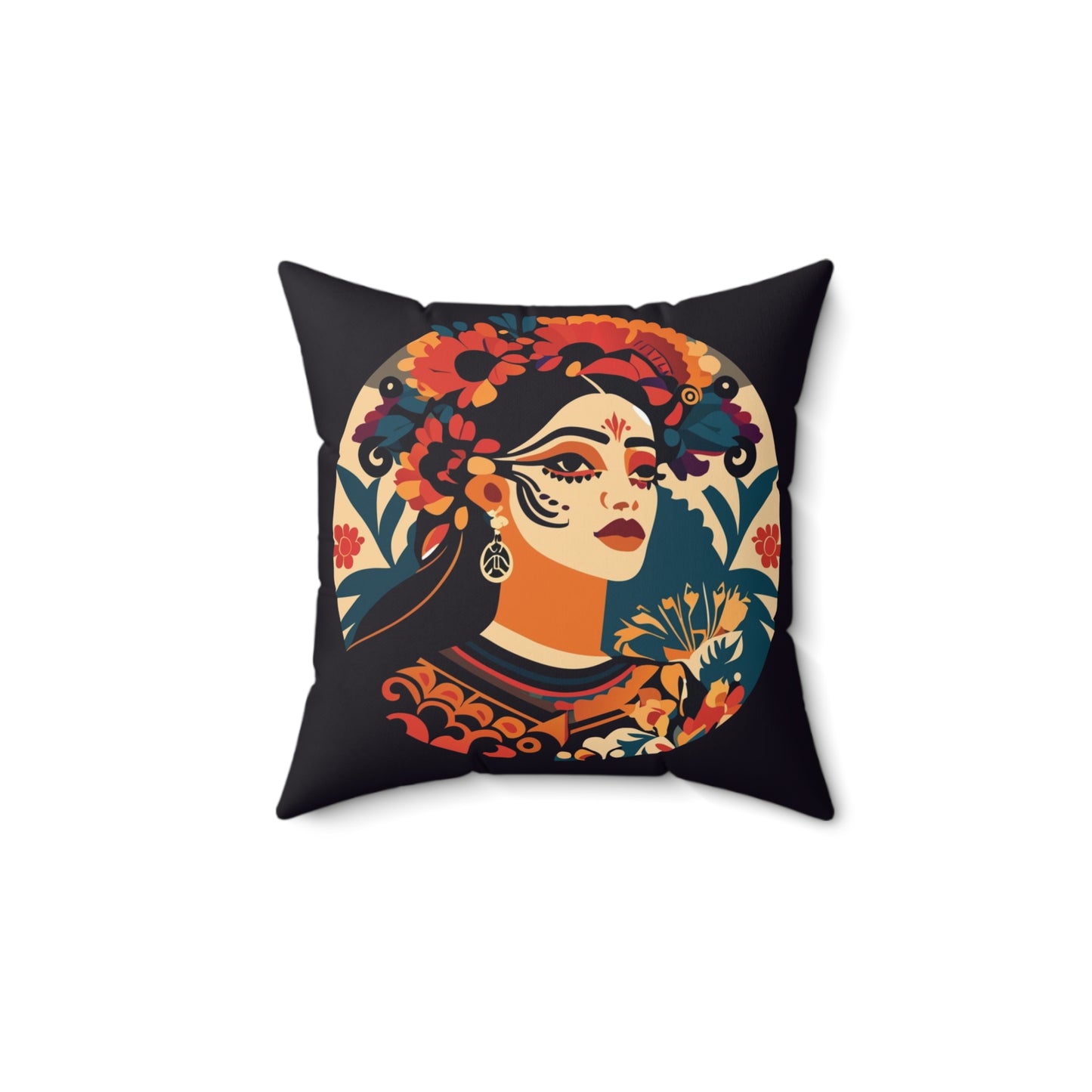 Women Portrait Print Square Pillow