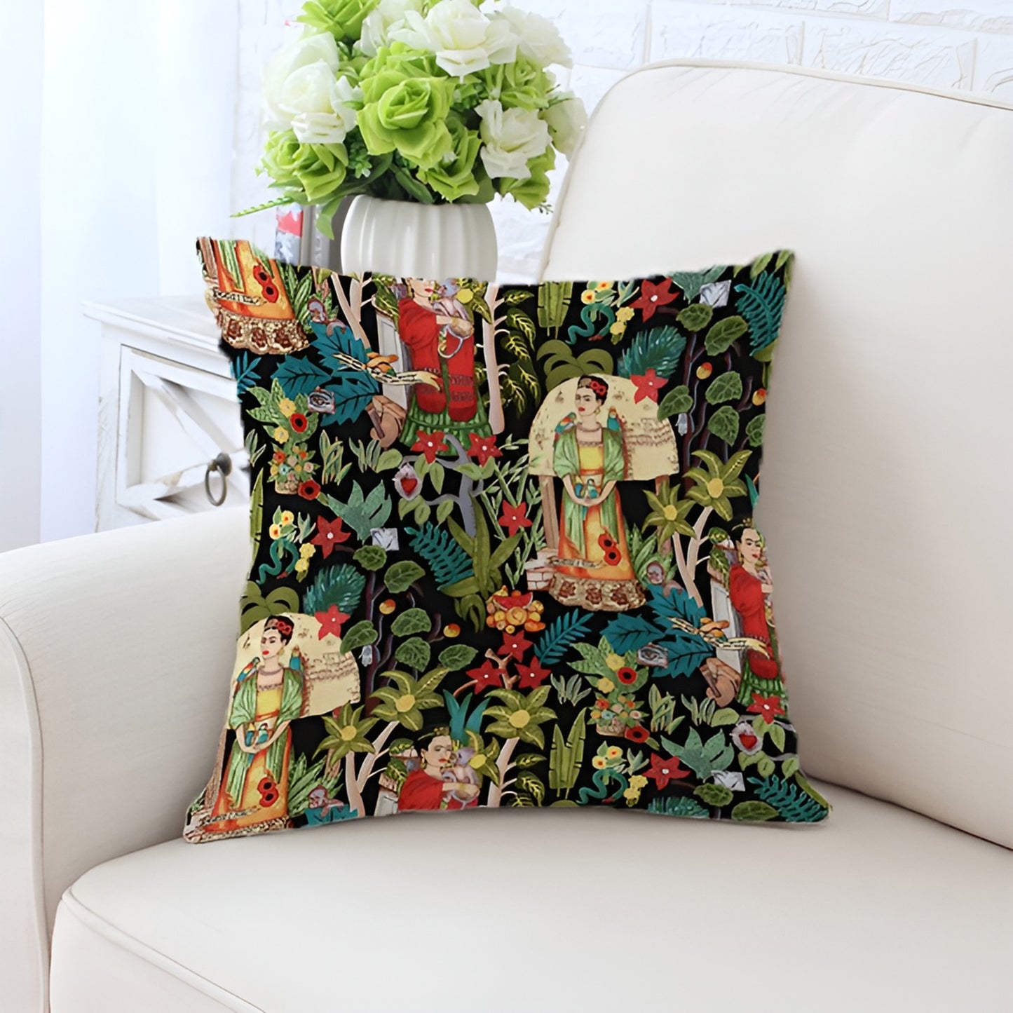 Frida Kahlo Decorative Pillowcase Cushion Cover - Dark Nature