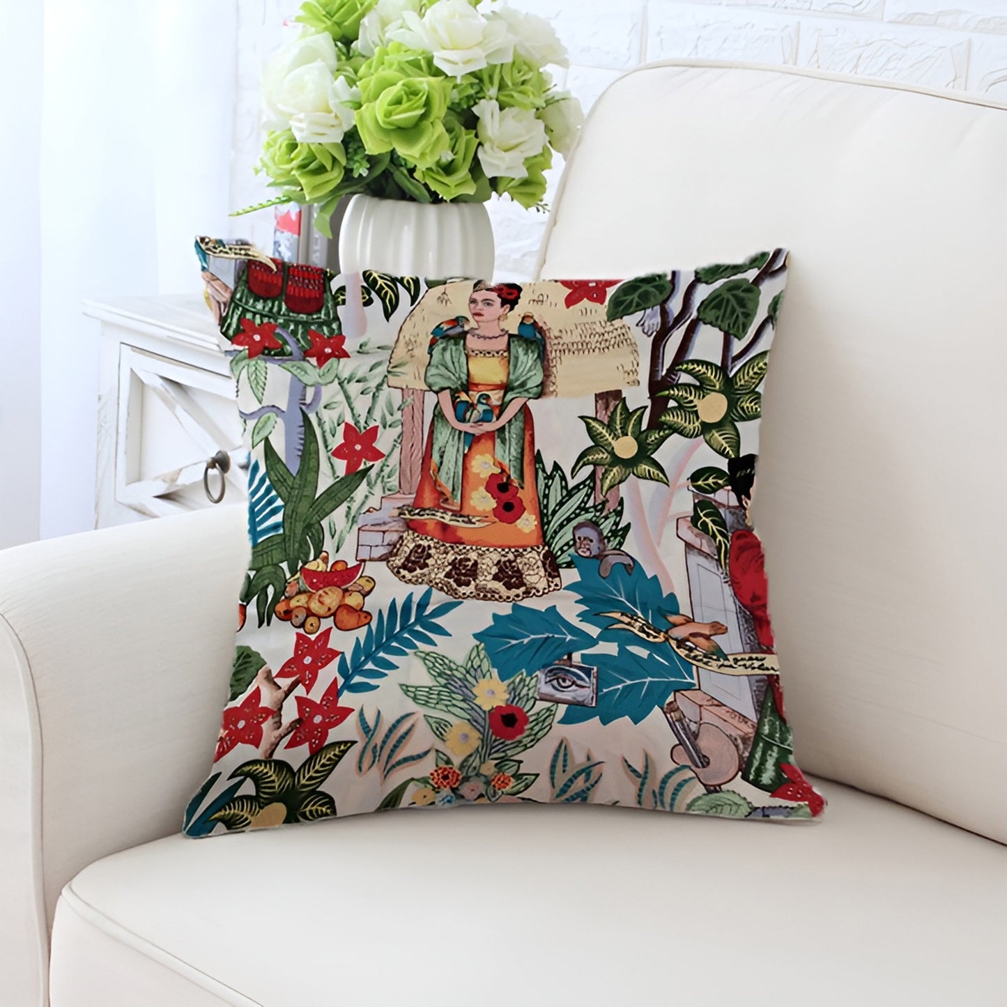 Frida Kahlo Decorative Pillowcase Cushion Cover - Calming Nature
