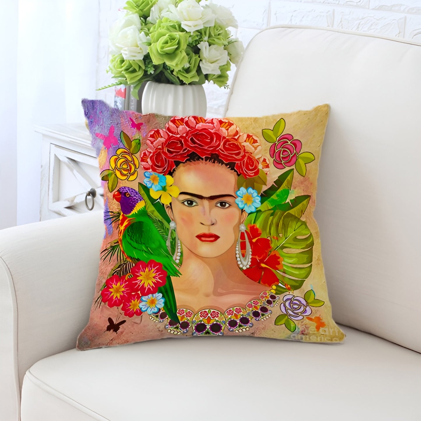Frida Kahlo Decorative Pillowcase Cushion Cover - Self Portrait