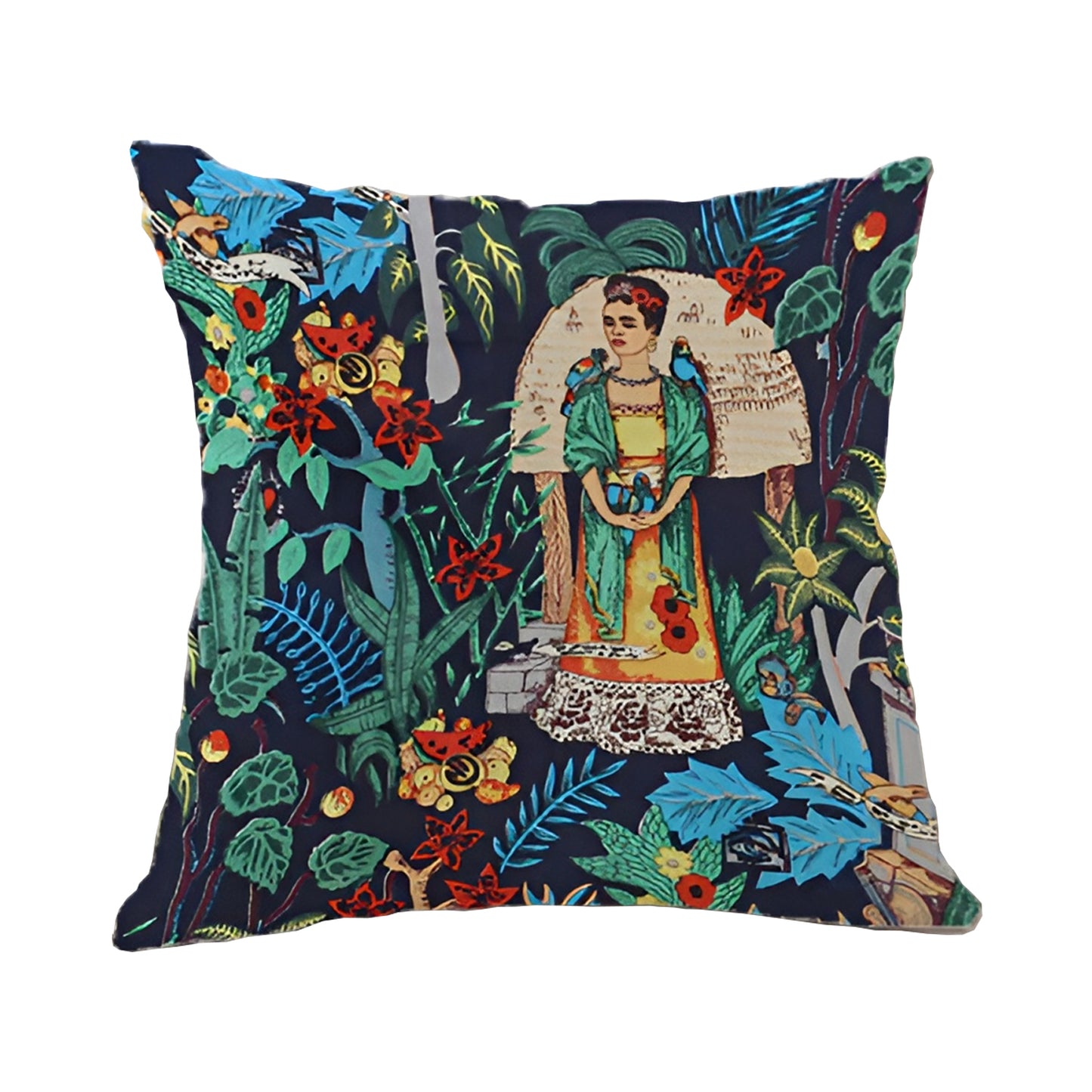 Frida Kahlo Decorative Pillowcase Cushion Cover - Blue Garden