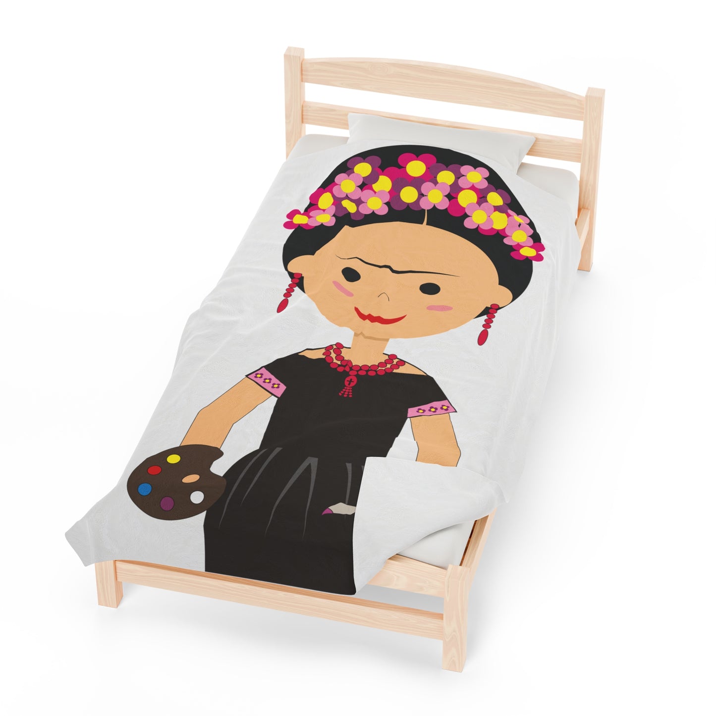 Cartoon Frida Kahlo Velveteen Plush Blanket