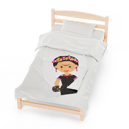 Cartoon Frida Kahlo Velveteen Plush Blanket