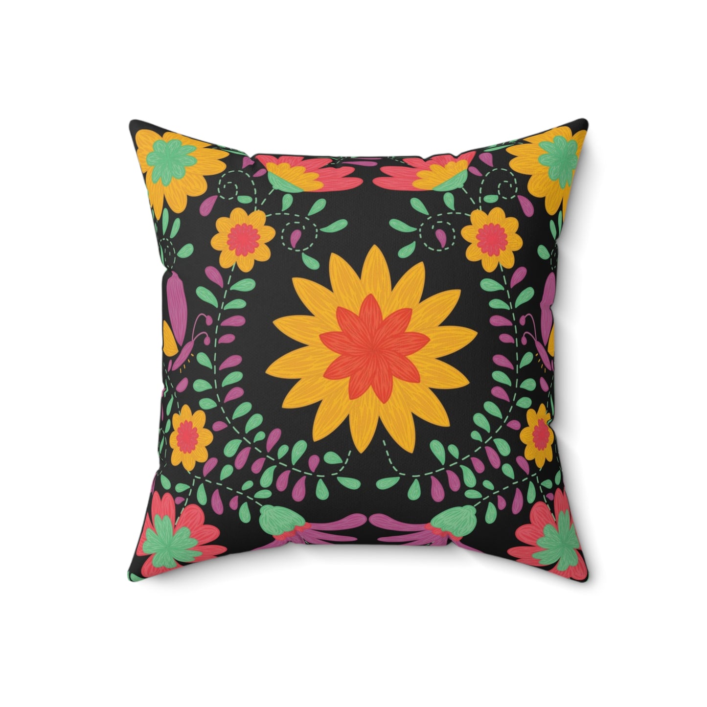 Floral Abstraction Print Square Pillow