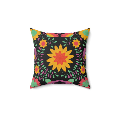 Floral Abstraction Print Square Pillow