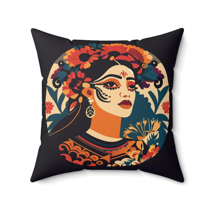 Women Portrait Print Square Pillow
