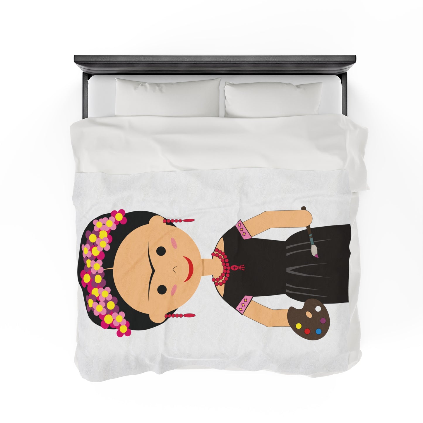 Cartoon Frida Kahlo Velveteen Plush Blanket