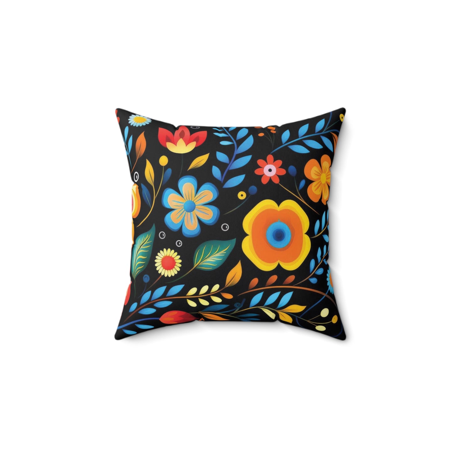 Dark Floral Abstraction Print Square Pillow