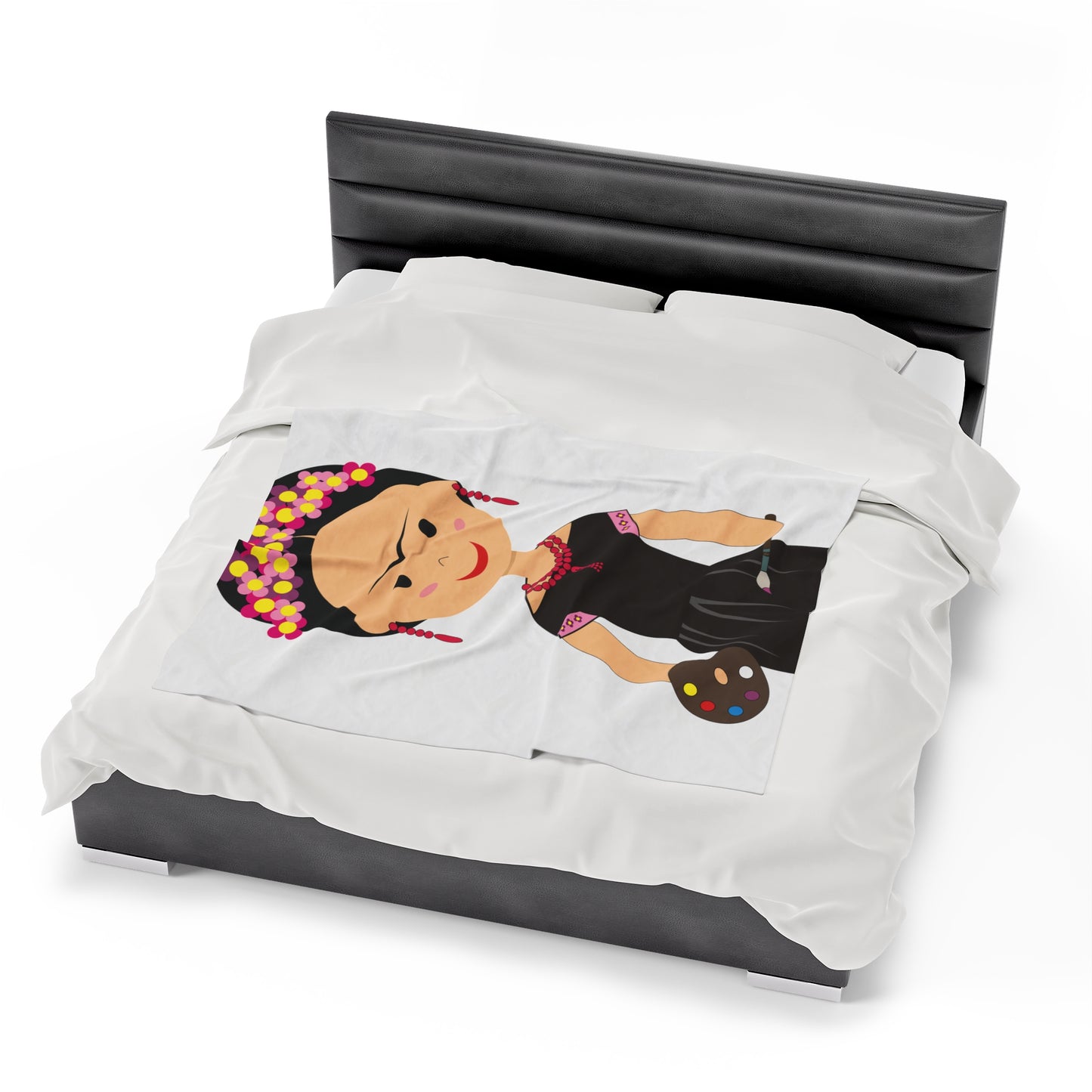 Cartoon Frida Kahlo Velveteen Plush Blanket