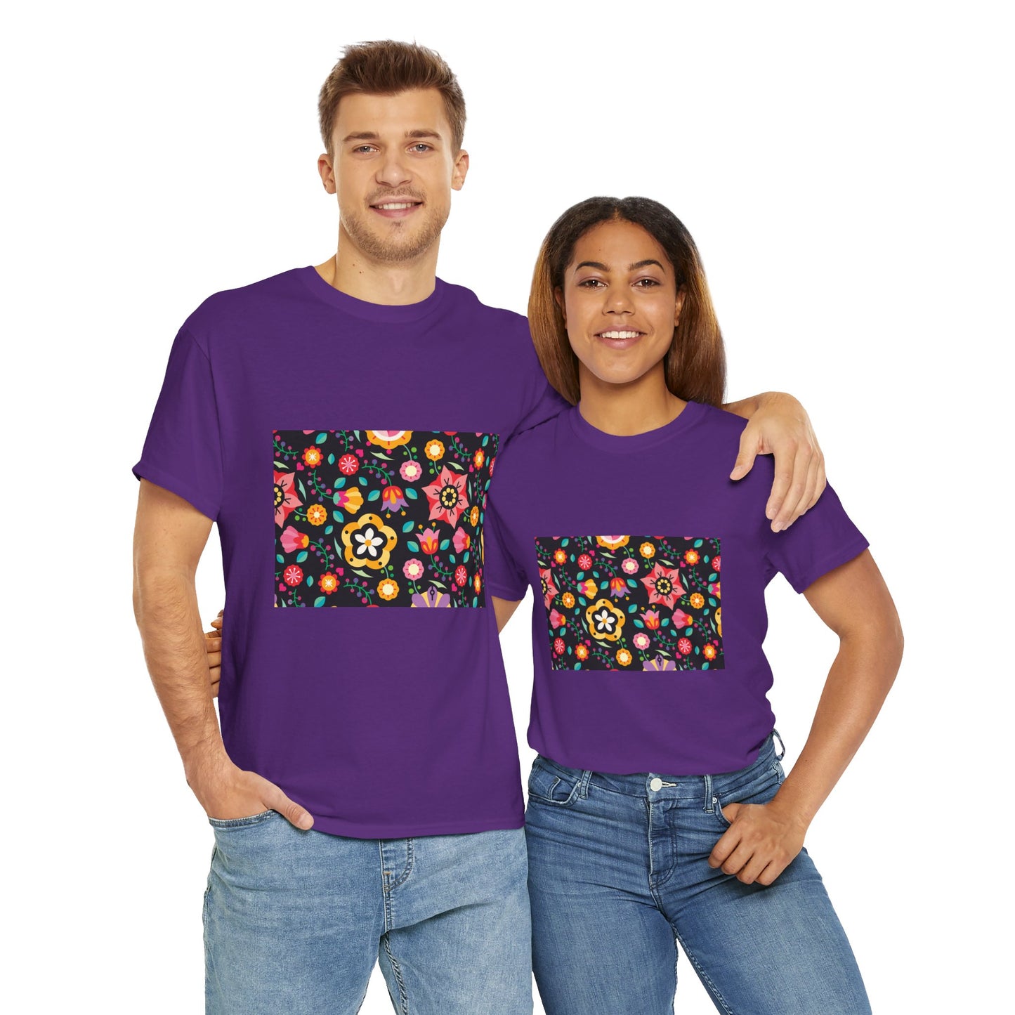 Flower Pattern Cotton T-Shirt