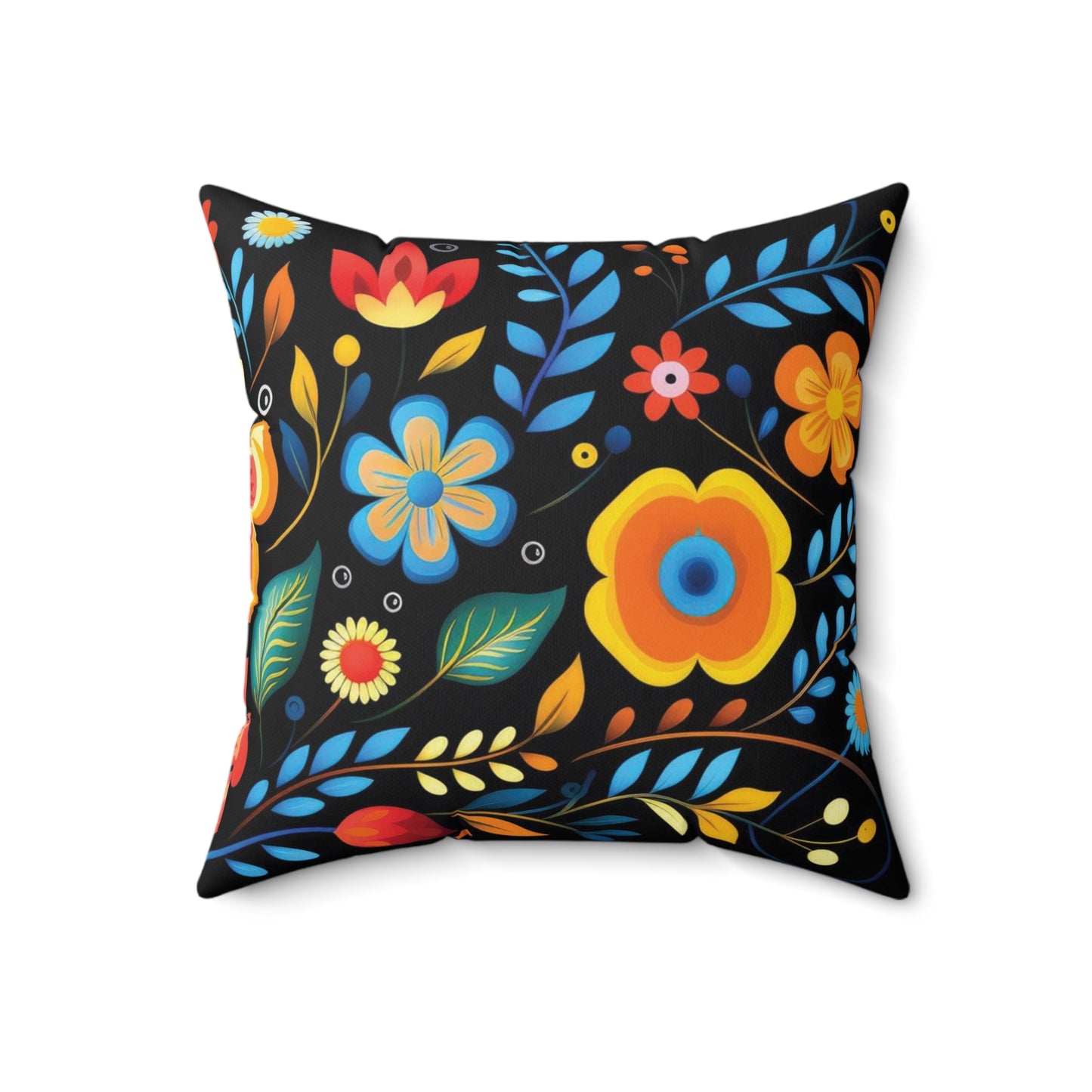 Dark Floral Abstraction Print Square Pillow