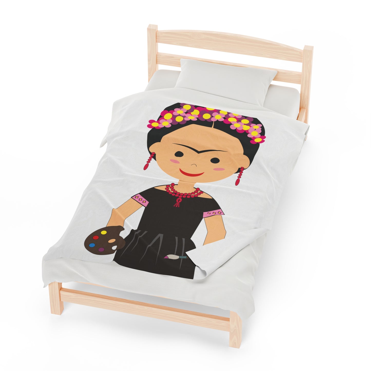 Cartoon Frida Kahlo Velveteen Plush Blanket