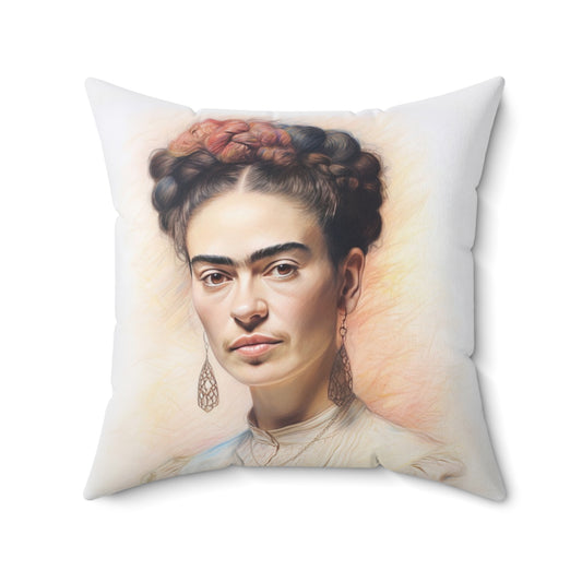 Frida Kahlo Light Portrait Print Square Pillow