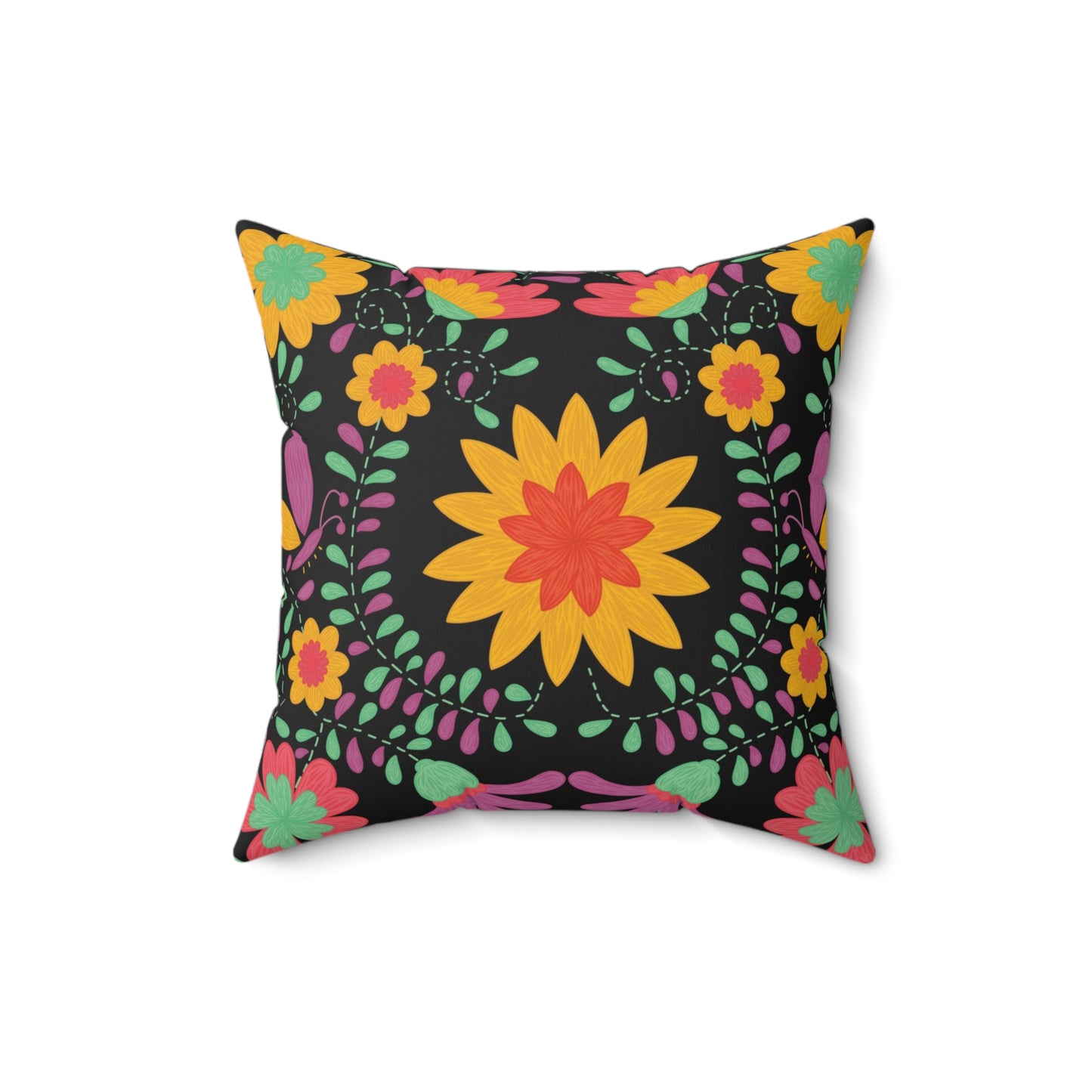 Floral Abstraction Print Square Pillow