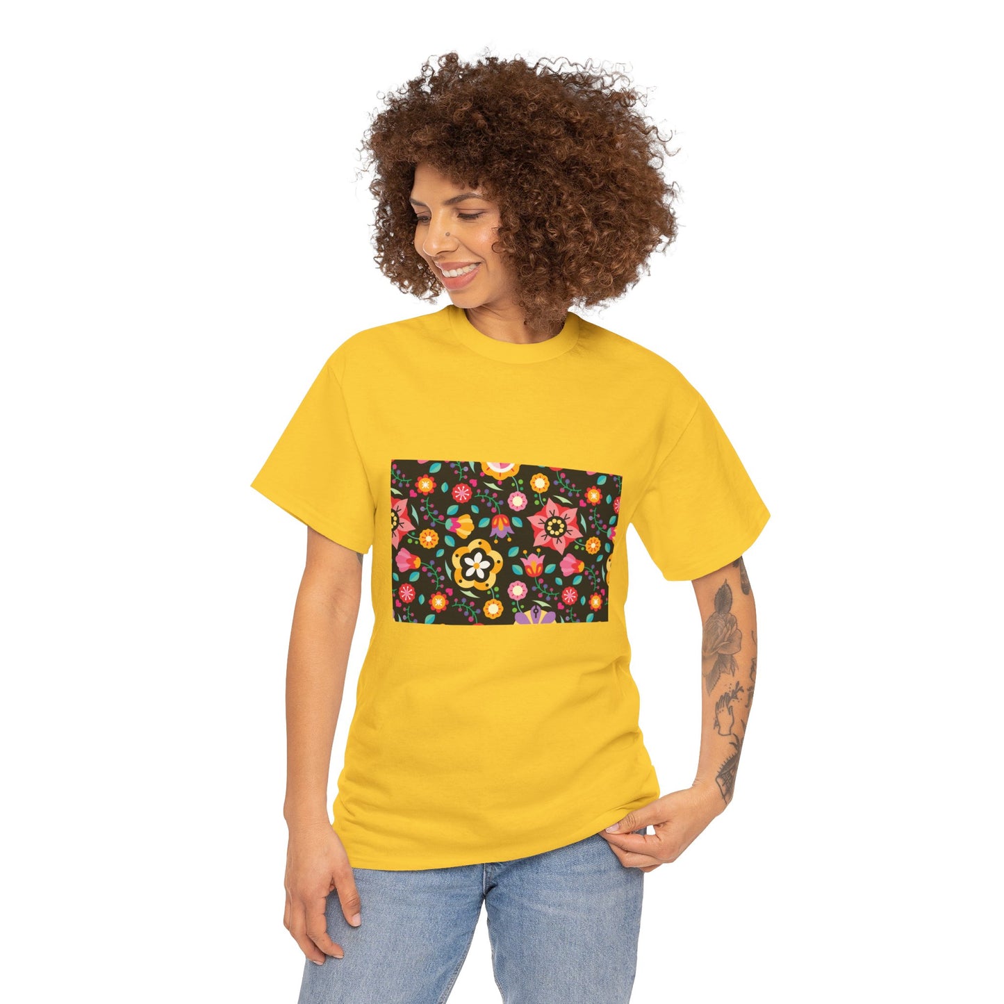 Flower Pattern Cotton T-Shirt