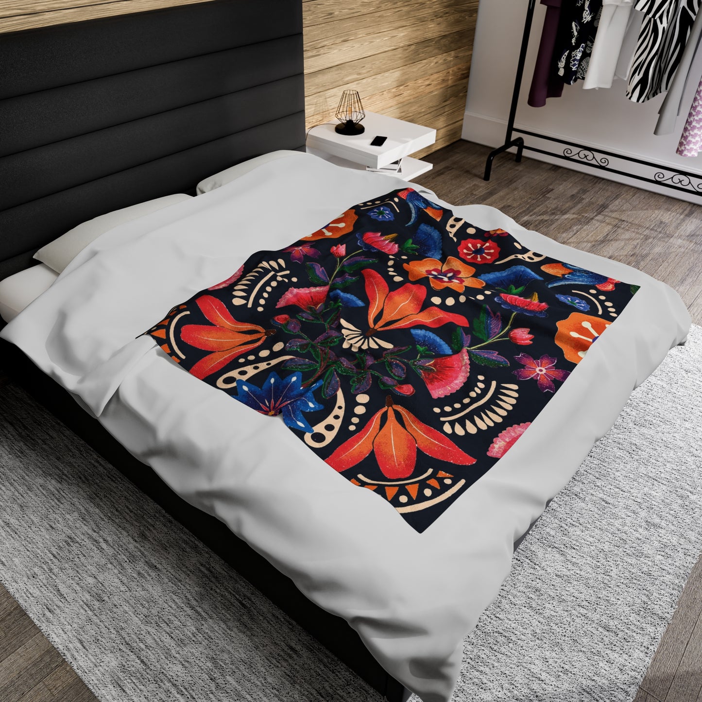 Floral Abstraction Velveteen Plush Blanket