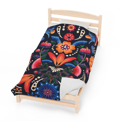 Floral Abstraction Velveteen Plush Blanket