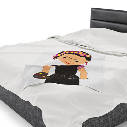 Cartoon Frida Kahlo Velveteen Plush Blanket