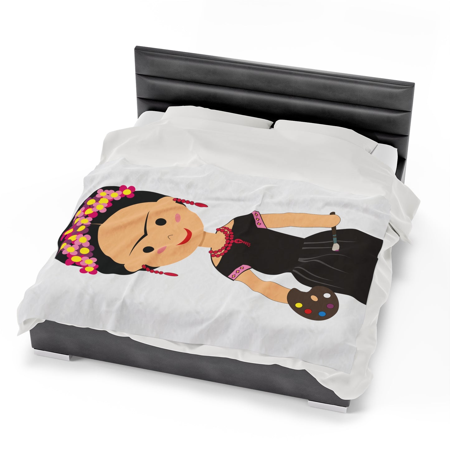 Cartoon Frida Kahlo Velveteen Plush Blanket