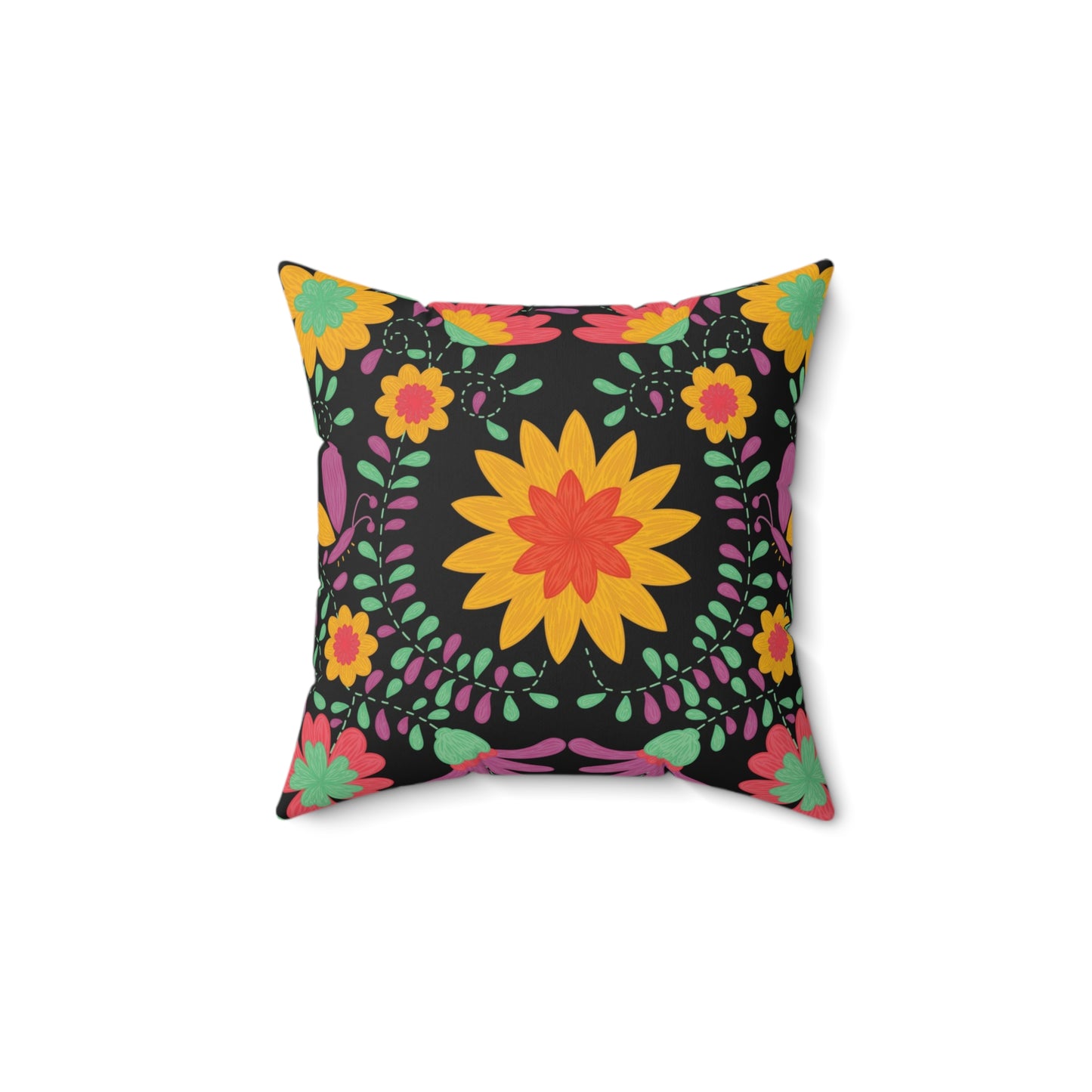 Floral Abstraction Print Square Pillow