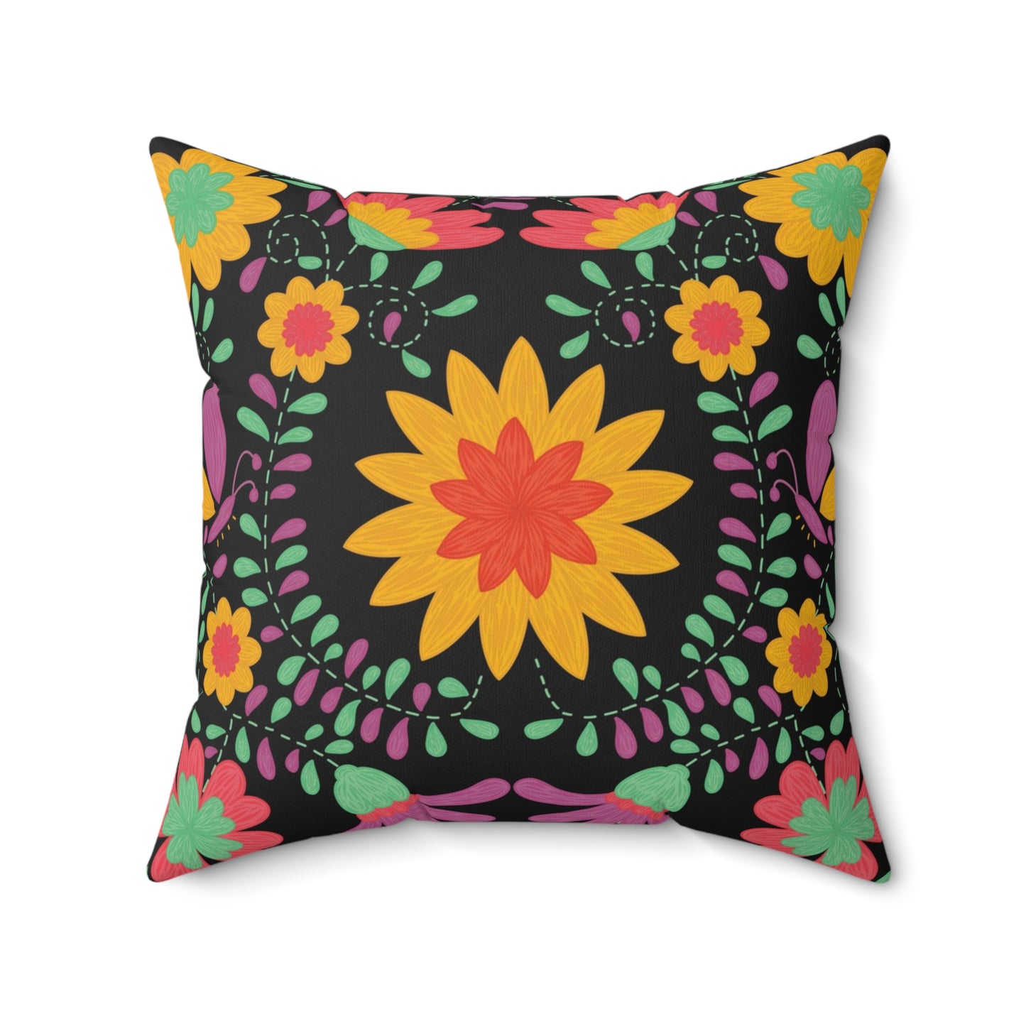 Floral Abstraction Print Square Pillow