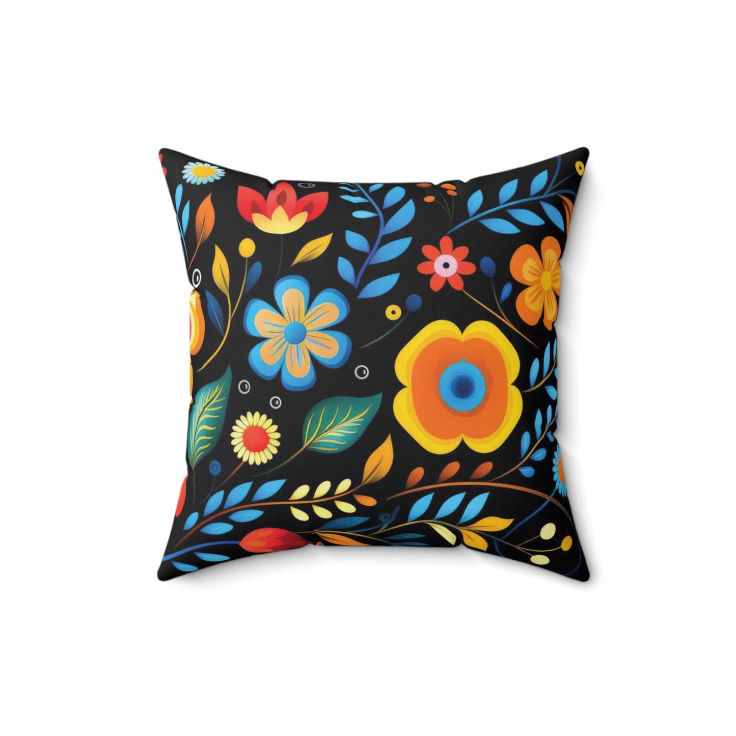 Dark Floral Abstraction Print Square Pillow