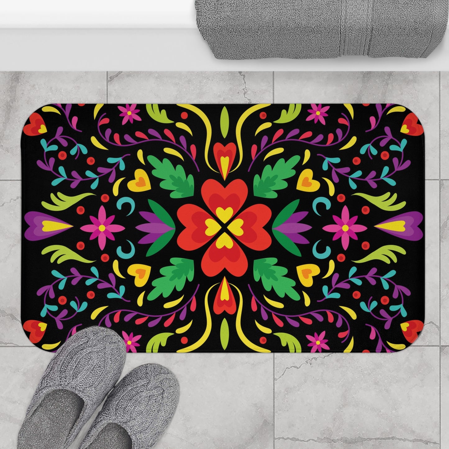 Anti-Slip Bath Mat Floral Bathroom Rug