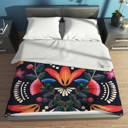 Floral Abstraction Velveteen Plush Blanket