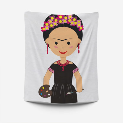 Cartoon Frida Kahlo Velveteen Plush Blanket