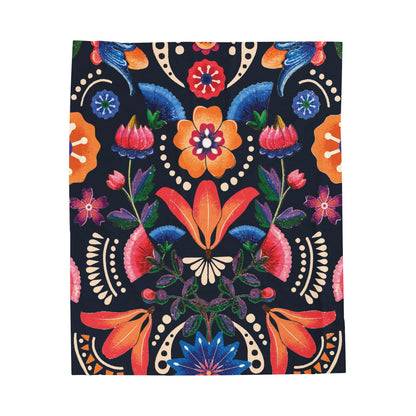 Floral Abstraction Velveteen Plush Blanket