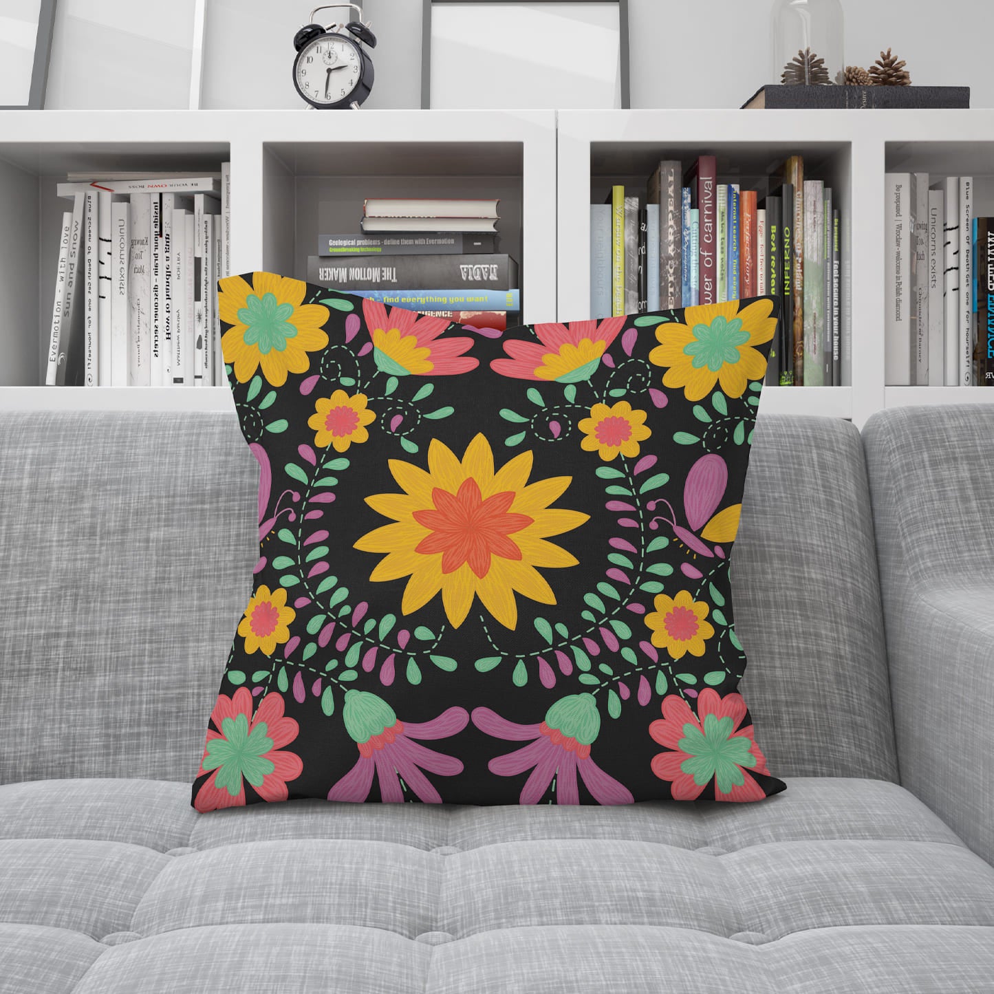 Floral Abstraction Print Square Pillow