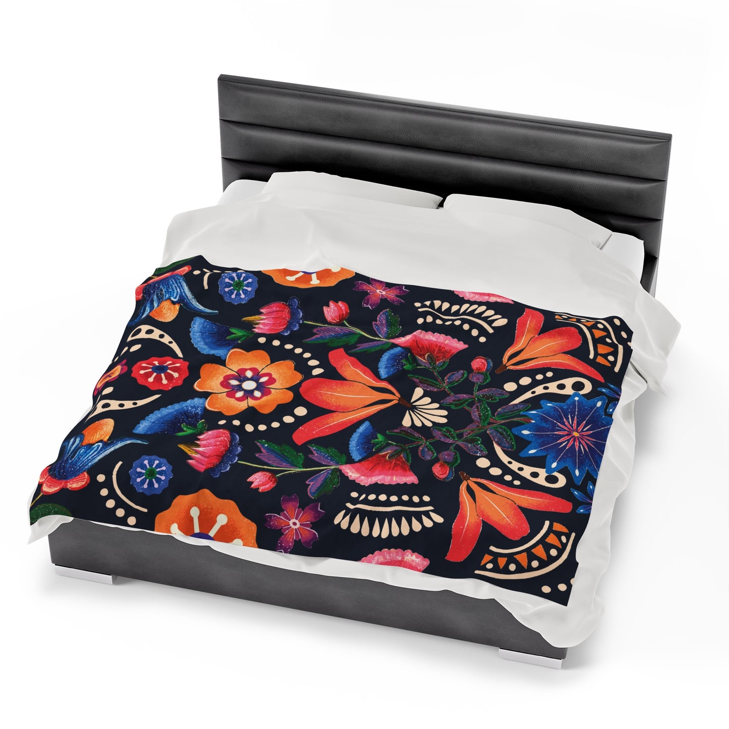 Floral Abstraction Velveteen Plush Blanket