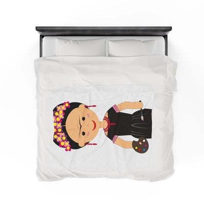 Cartoon Frida Kahlo Velveteen Plush Blanket