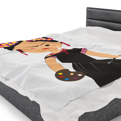 Cartoon Frida Kahlo Velveteen Plush Blanket