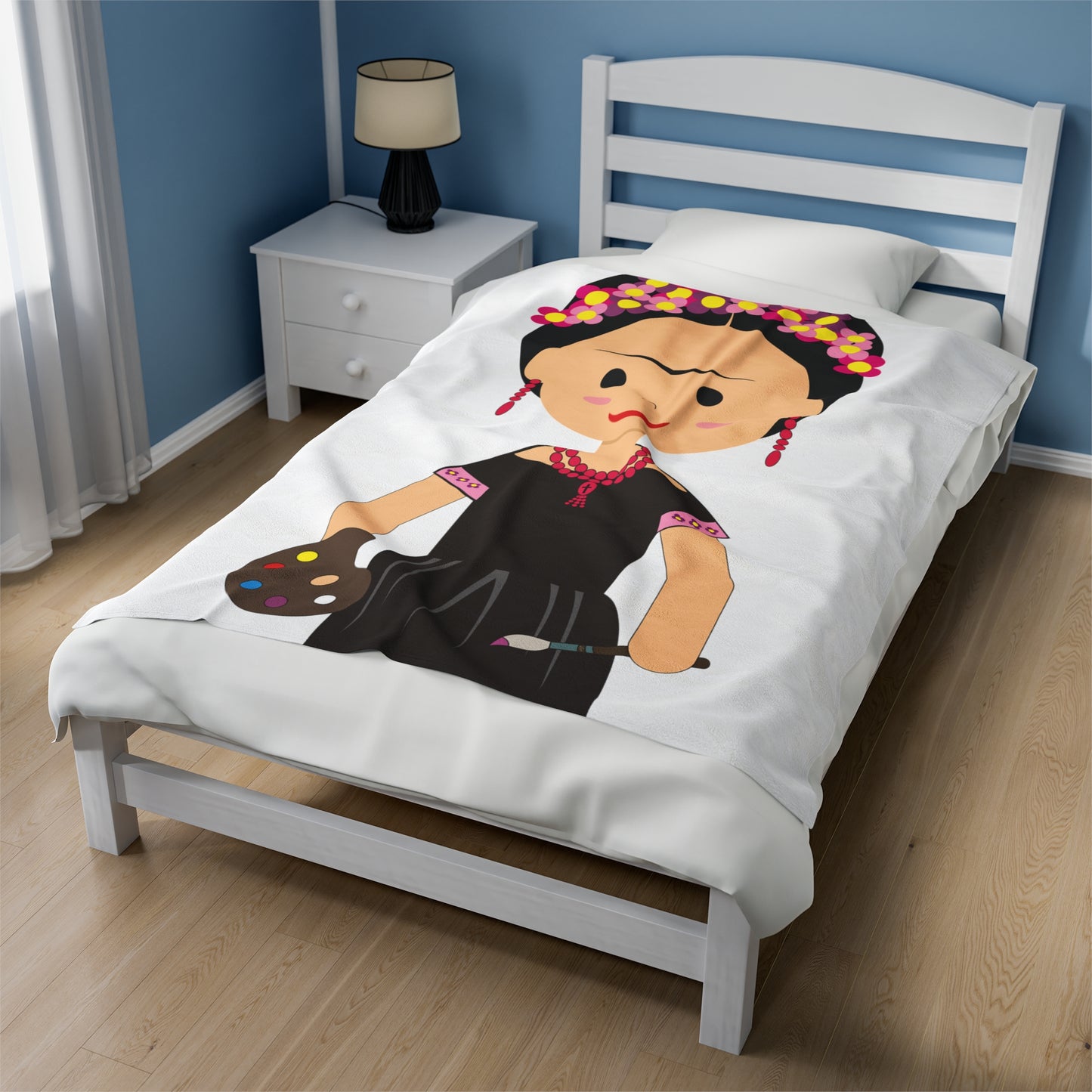 Cartoon Frida Kahlo Velveteen Plush Blanket