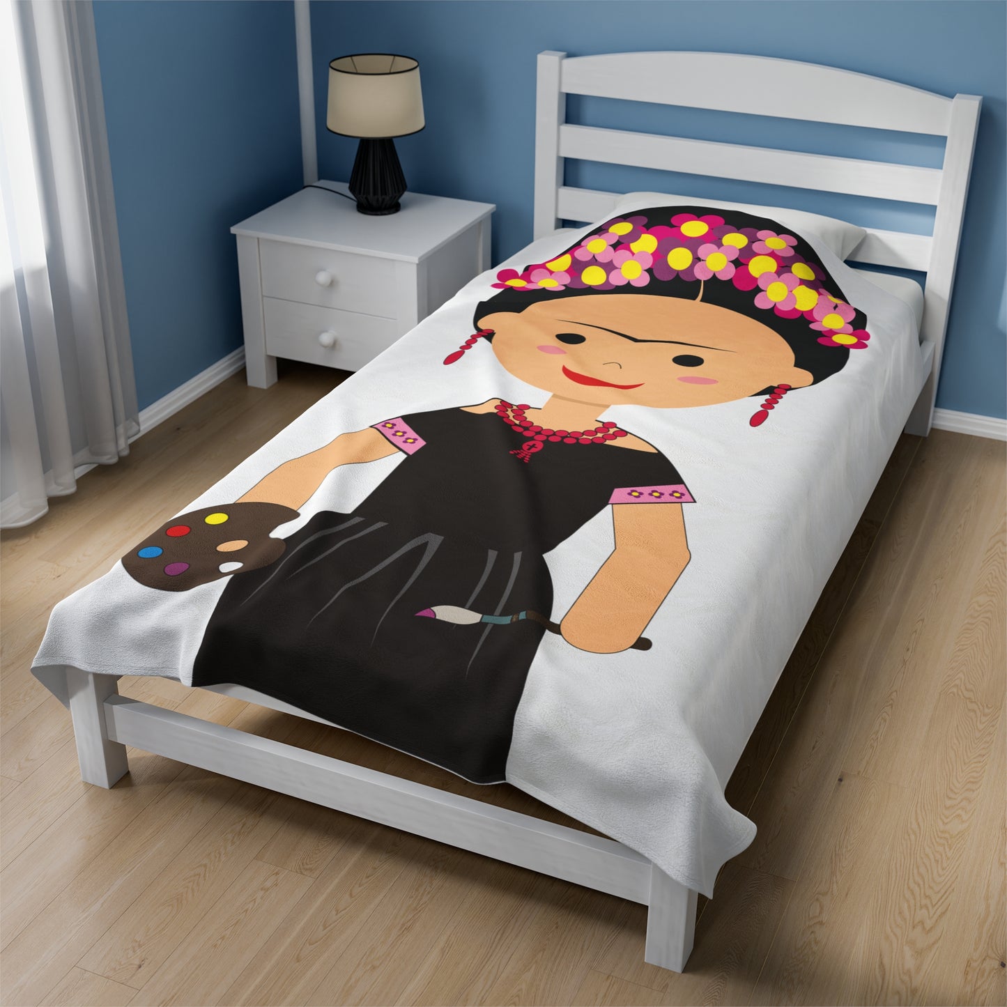 Cartoon Frida Kahlo Velveteen Plush Blanket