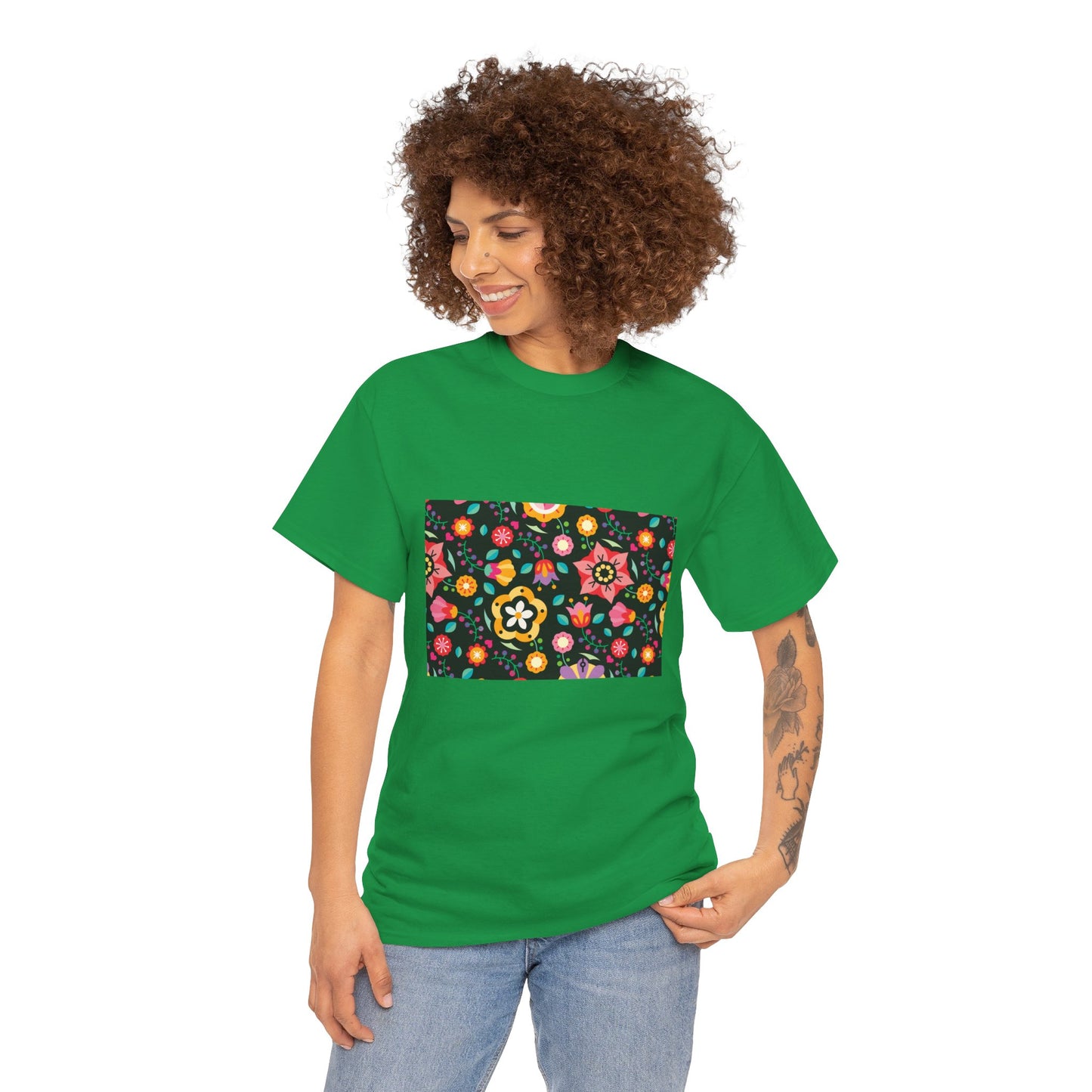 Flower Pattern Cotton T-Shirt