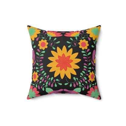 Floral Abstraction Print Square Pillow