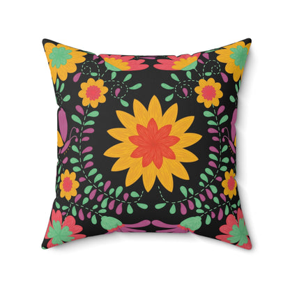 Floral Abstraction Print Square Pillow