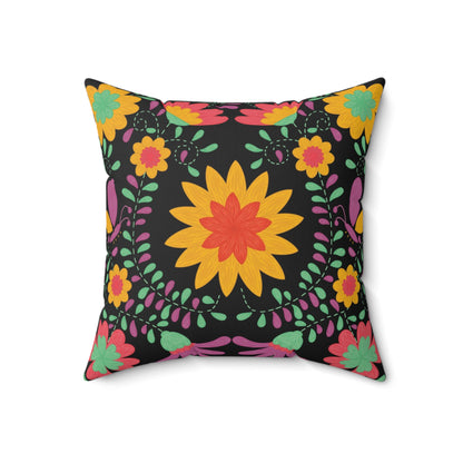 Floral Abstraction Print Square Pillow