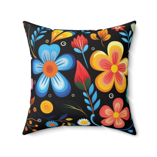 Floral Print Square Pillow