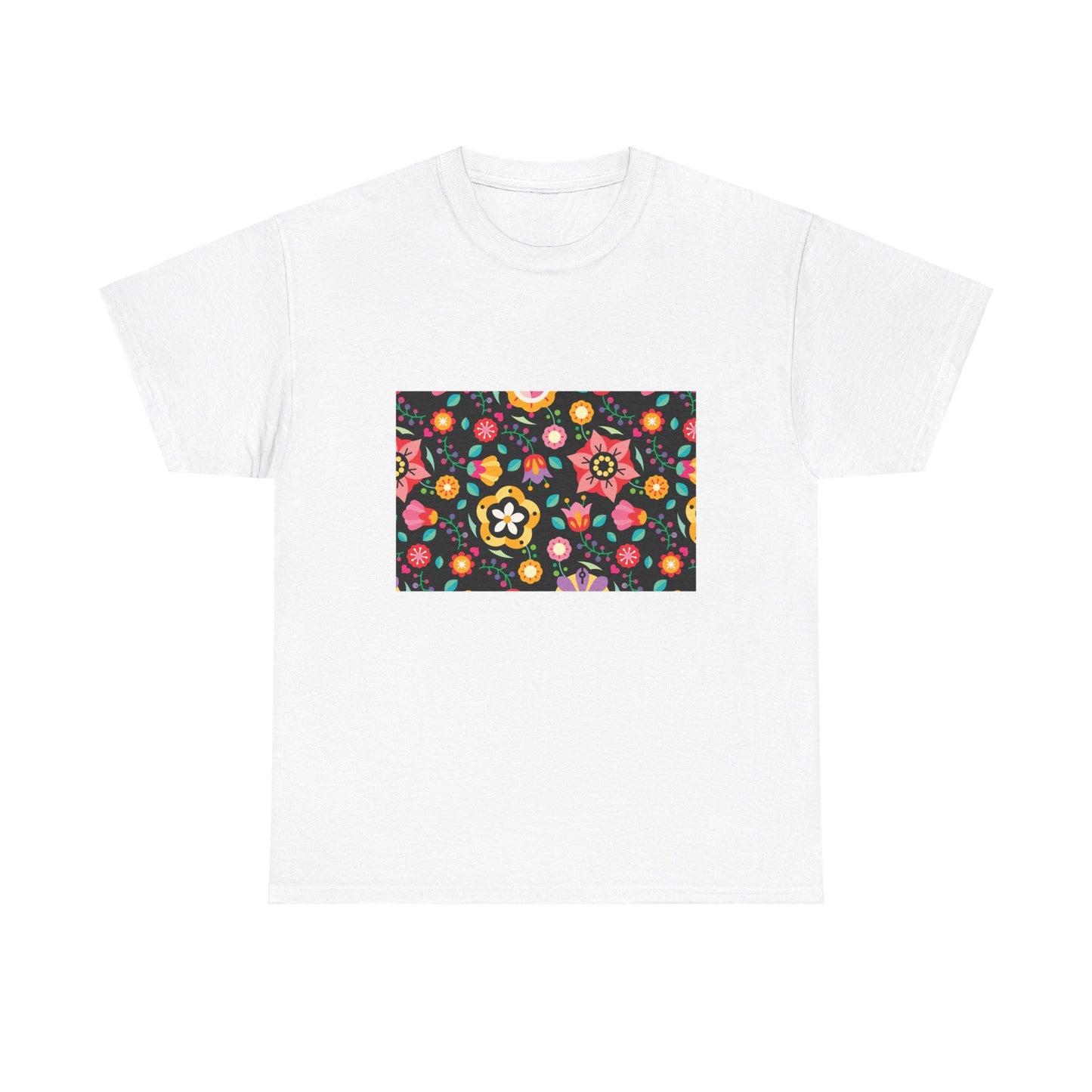 Flower Pattern Cotton T-Shirt