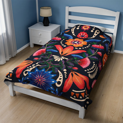 Floral Abstraction Velveteen Plush Blanket